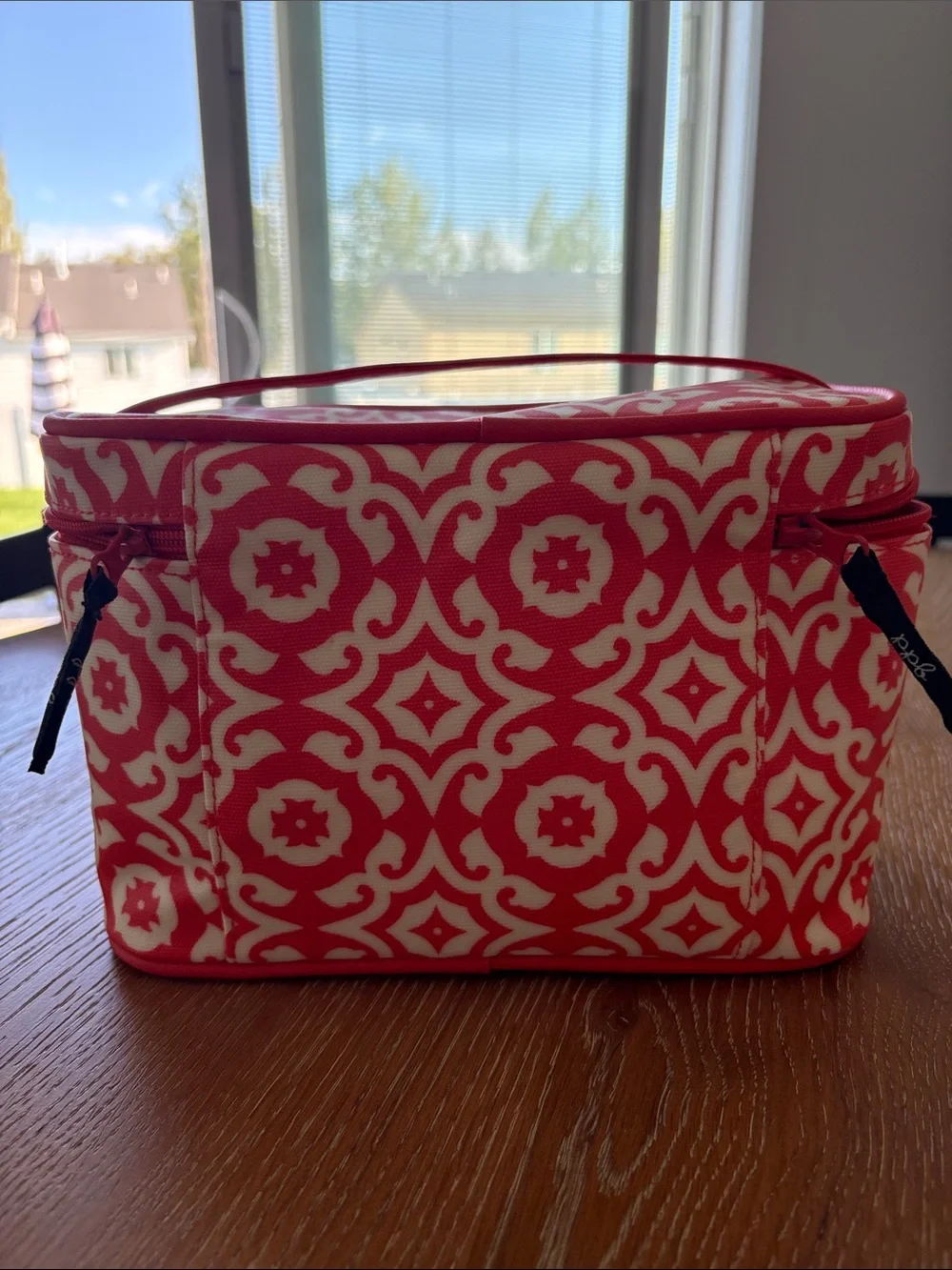 Petunia Pickle Bottom Red and Cream Patterned Train Case